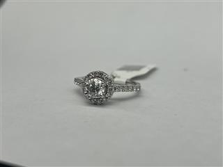14K WHITE GOLD 1.05CTW DIAMOND HALO ENGAGEMENT RING